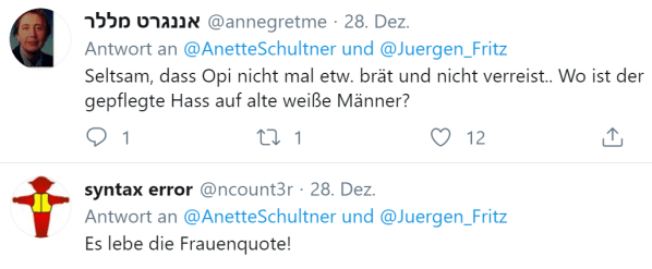 Wo ist der Hass auf alte weiße Männer