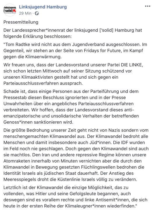 Pressemitteilung Linksjugend Hamburg