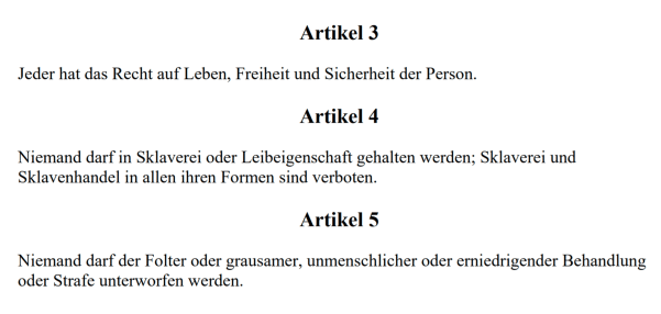Menschenrechtserklärung von 1948 - Art. 3-5