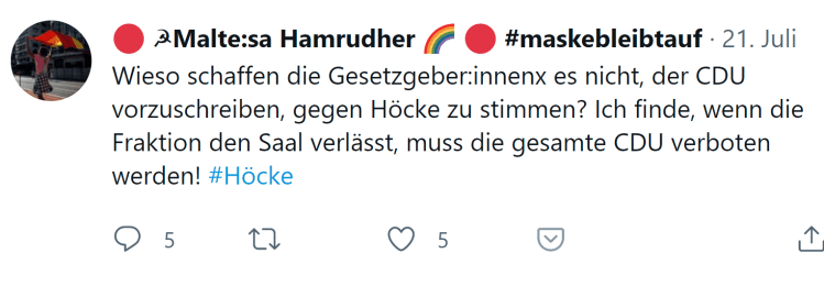 CDU verbieten, wenn sie den Saal verlässt