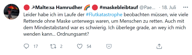 Flutkatastrophe ohne Maske