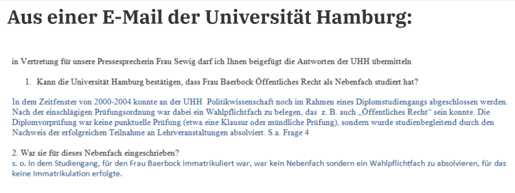 Antwort der Uni HH