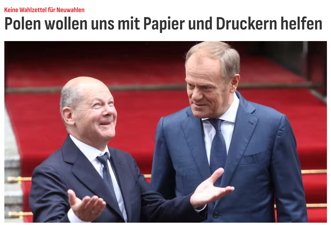 Polen wollen uns mit Papier und Druckern helfen